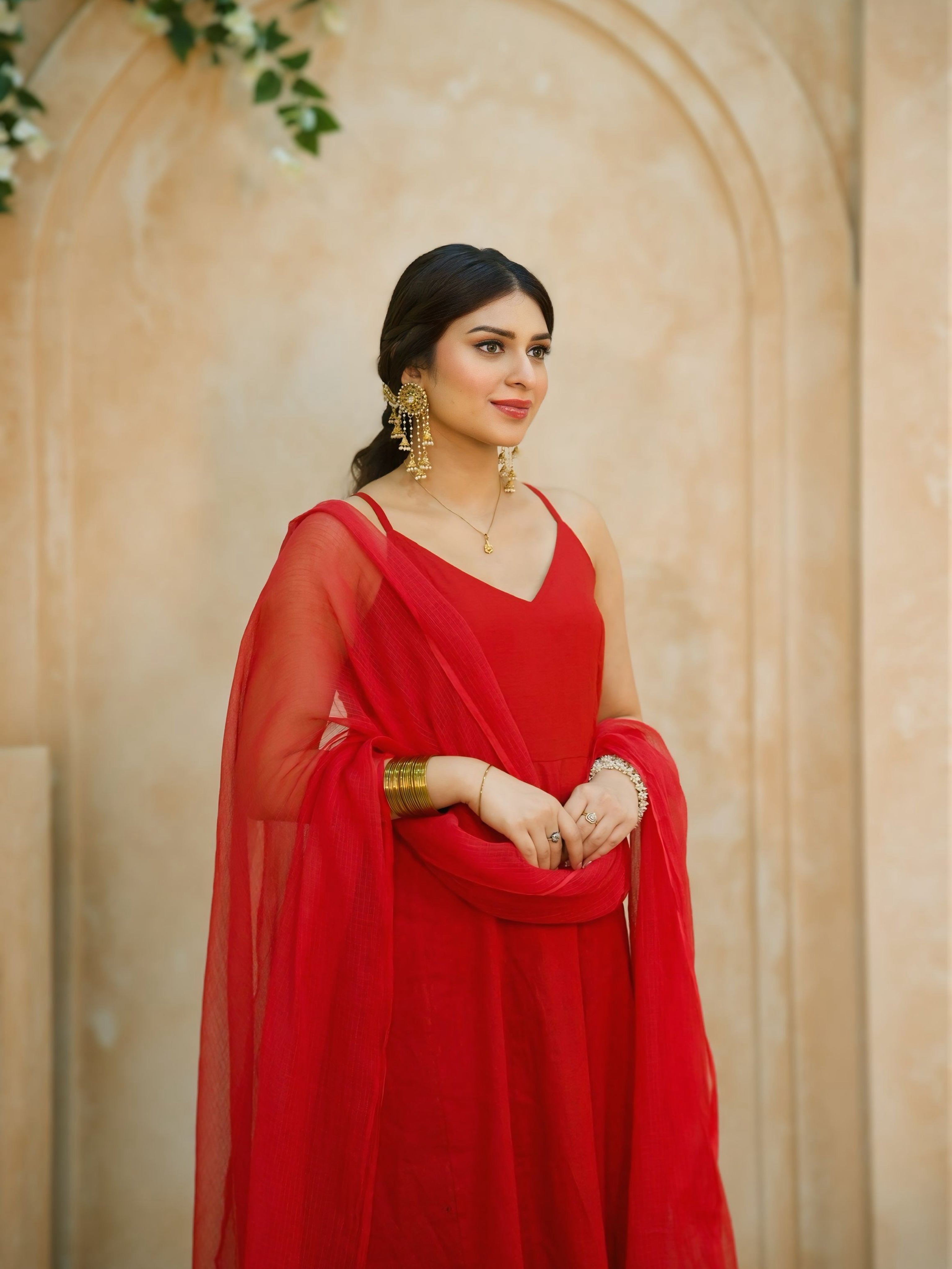 Rangrez | Deep Red Cotton Kurta Set | Backless Design with Pure Kota Doria Dupatta | Festive Ethnic Wear for Women