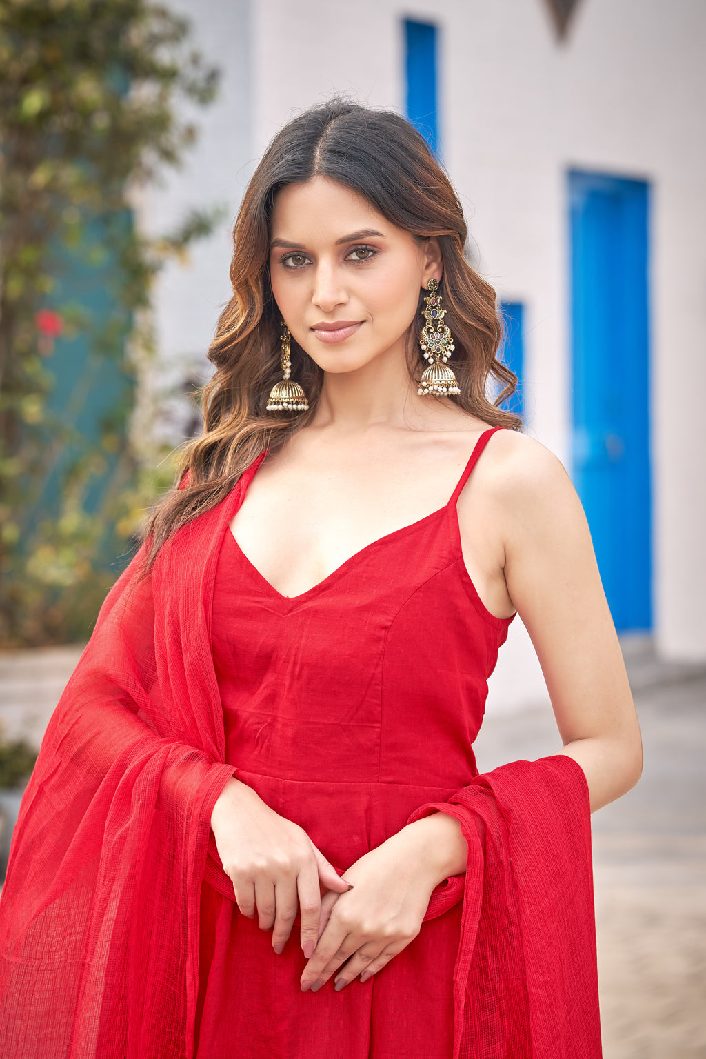 Rangrez | Red Cotton 3 Piece Kurta Set