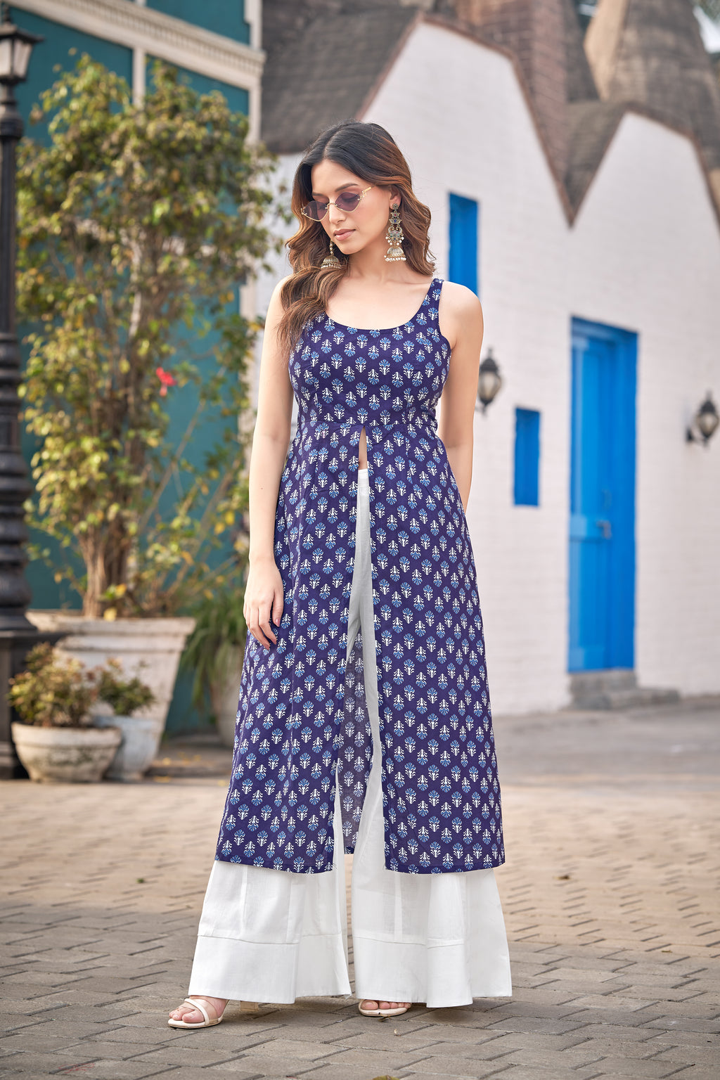Blue Blossom | Pure Cotton Tie-Back Kurti
