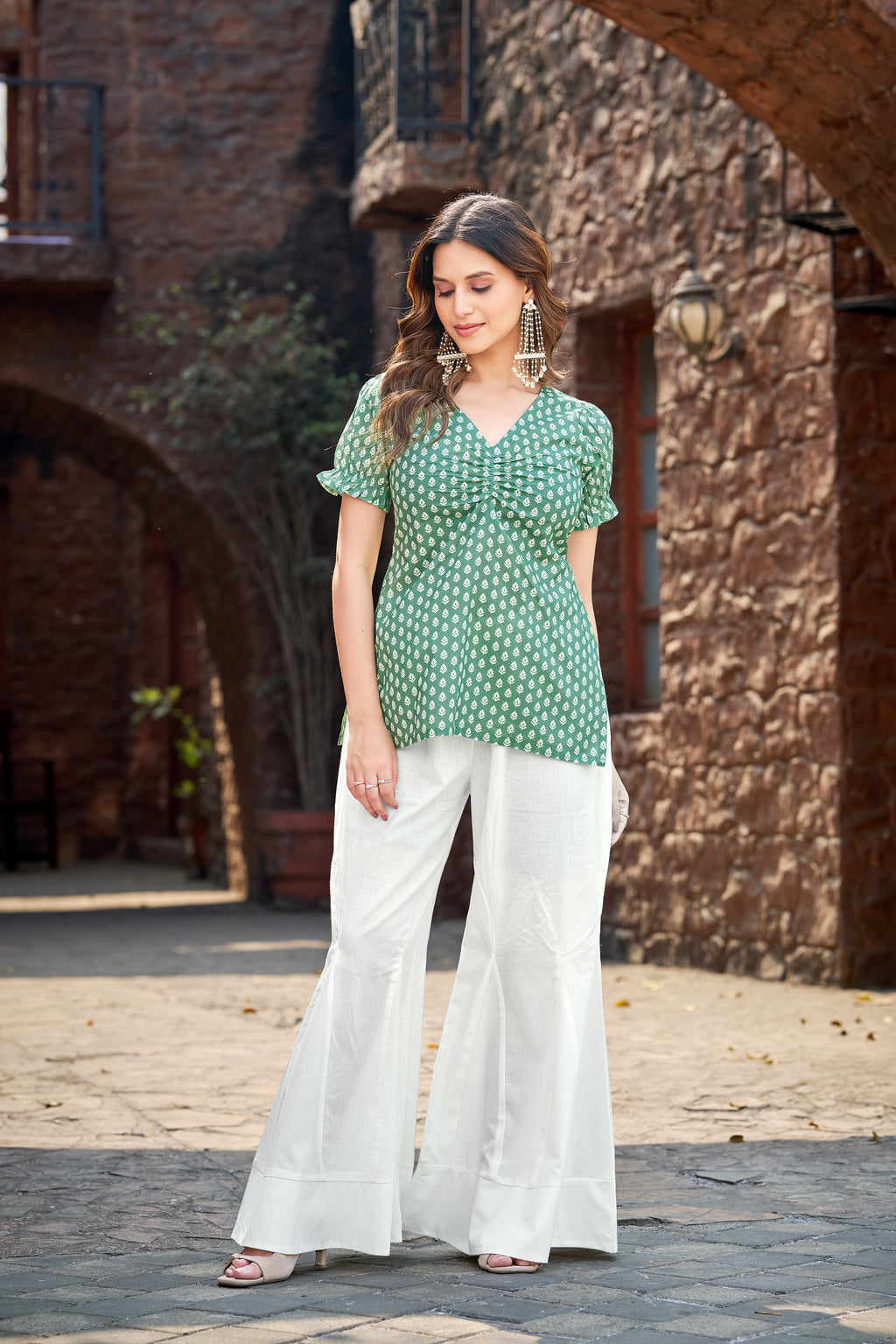 Pure Cotton Flared Pants | Wide-Leg Palazzo Bottom for Kurtis