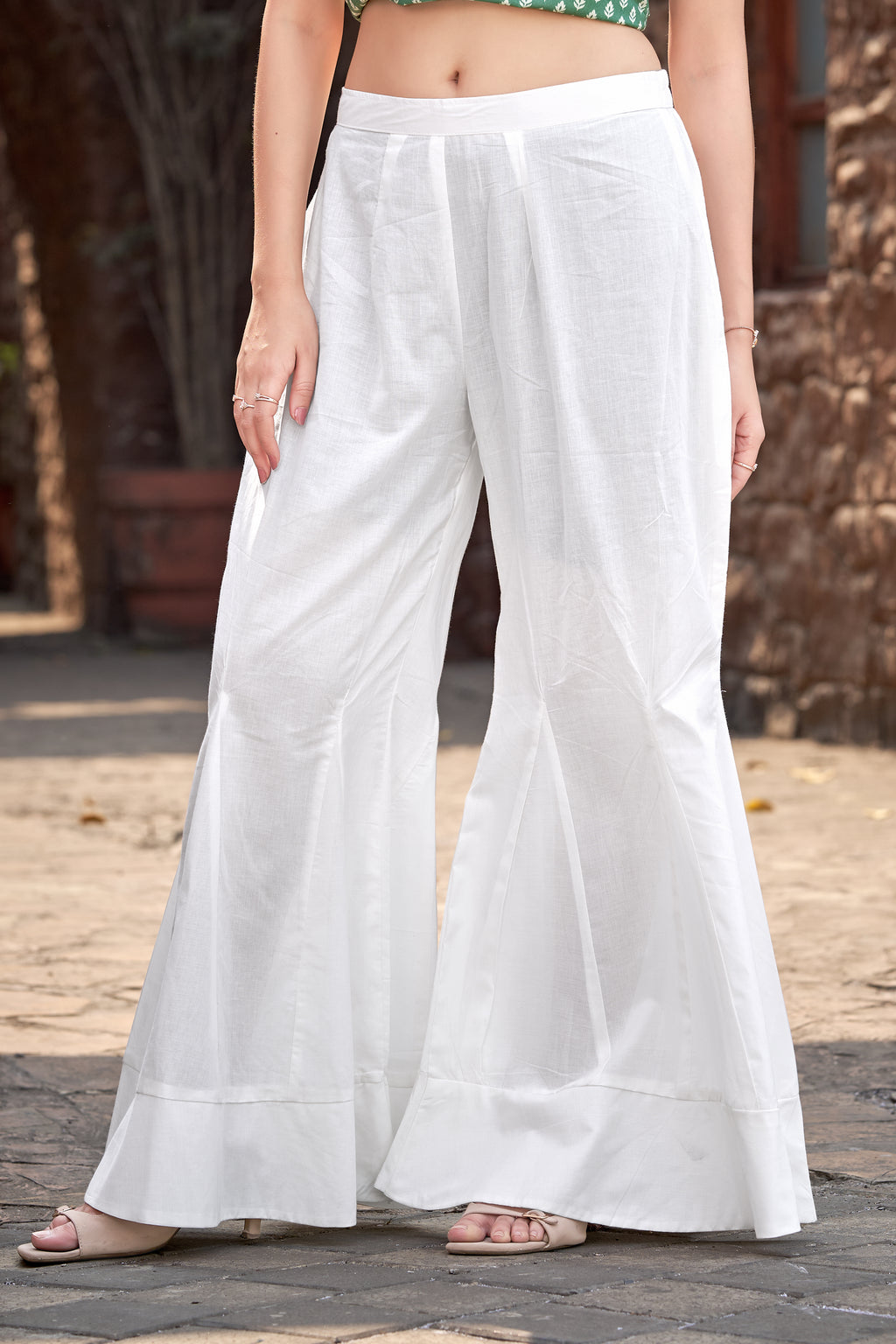 Pure Cotton Flared Pants | Wide-Leg Palazzo Bottom for Kurtis