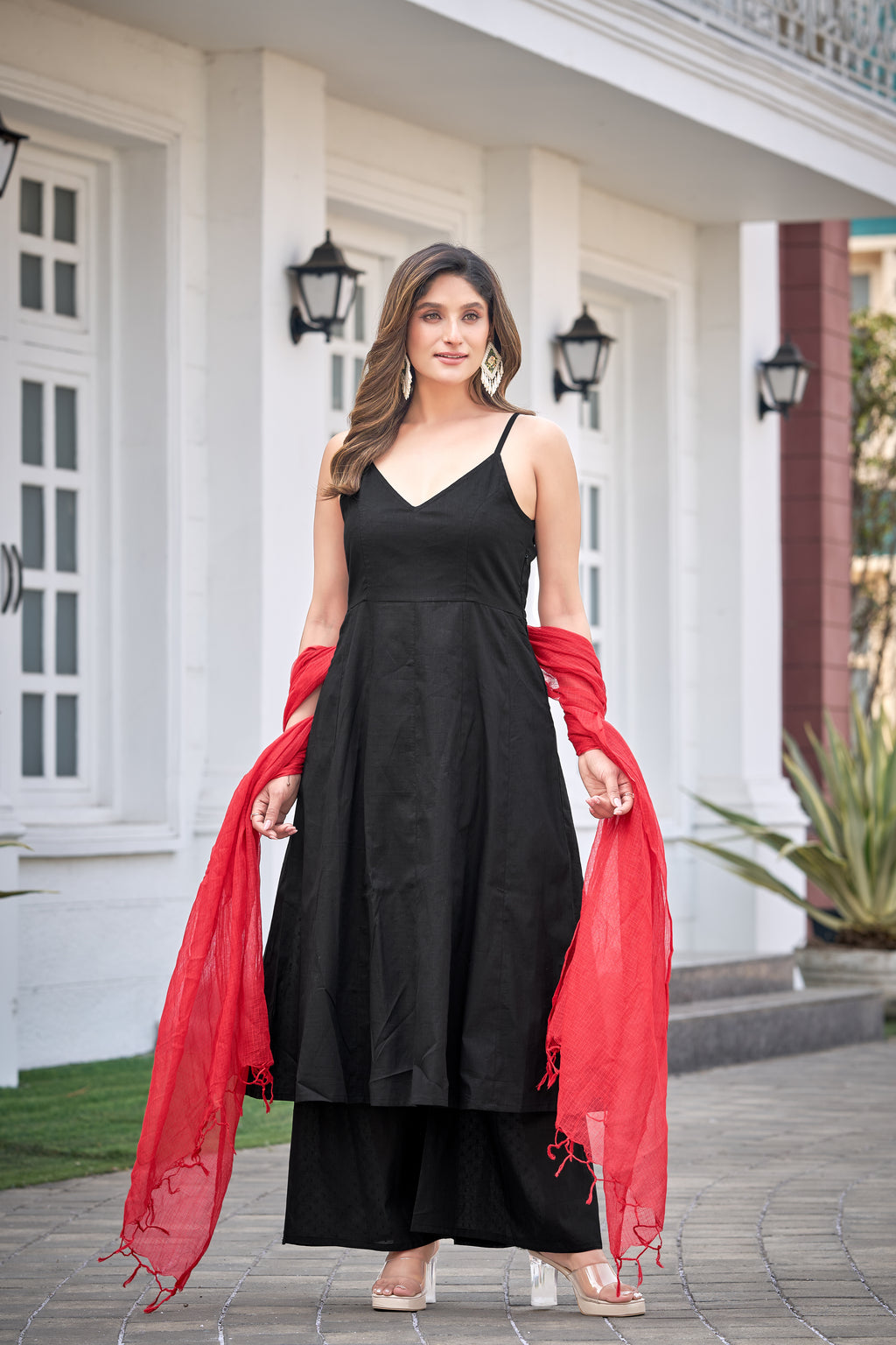 Kajal | Black Cotton Kurta Set