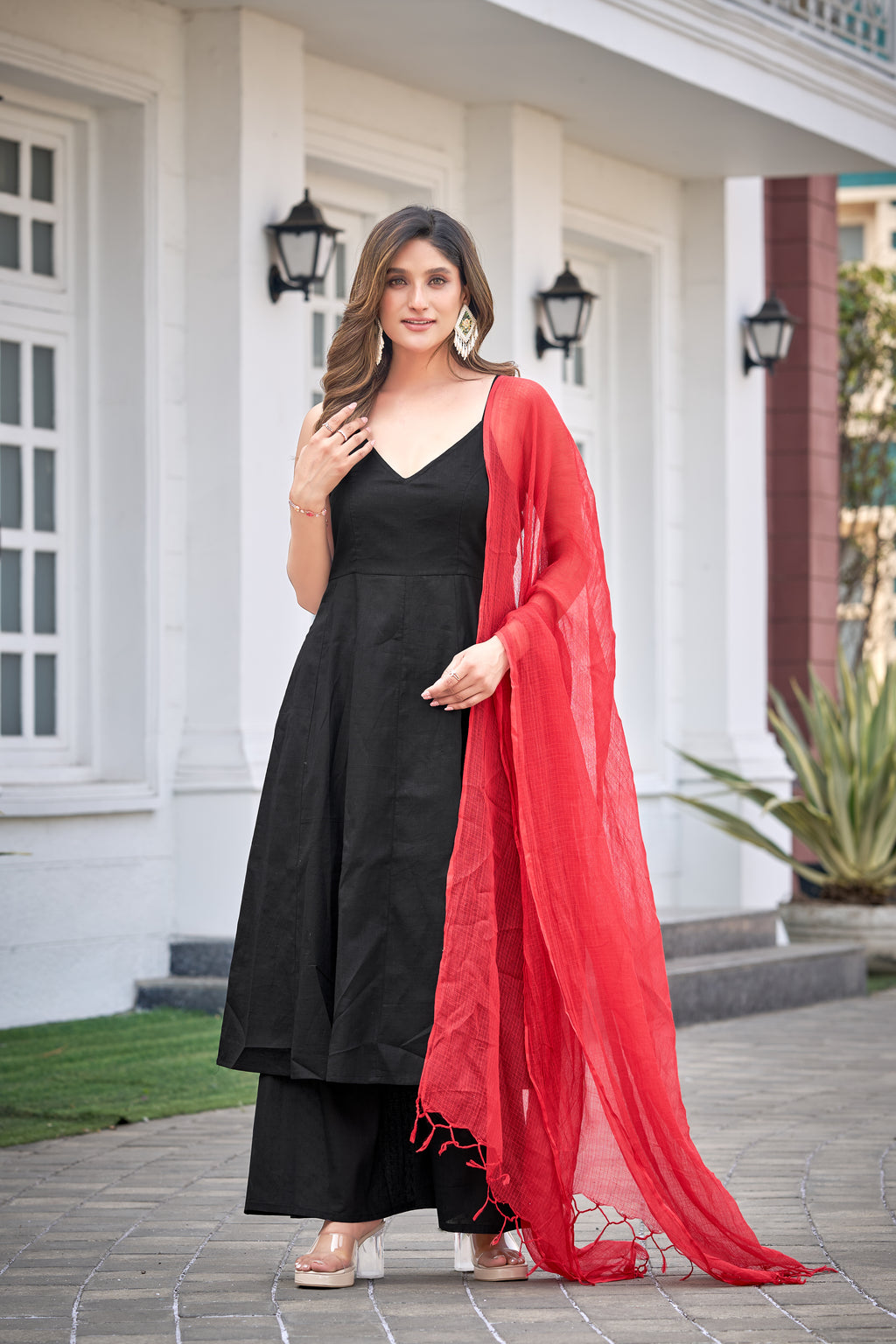 Kajal | Black Cotton Kurta Set