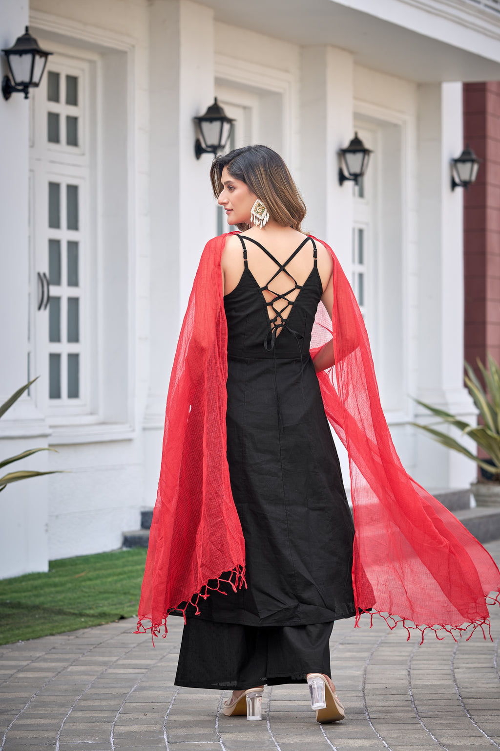 Kajal | Black Cotton Kurta Set