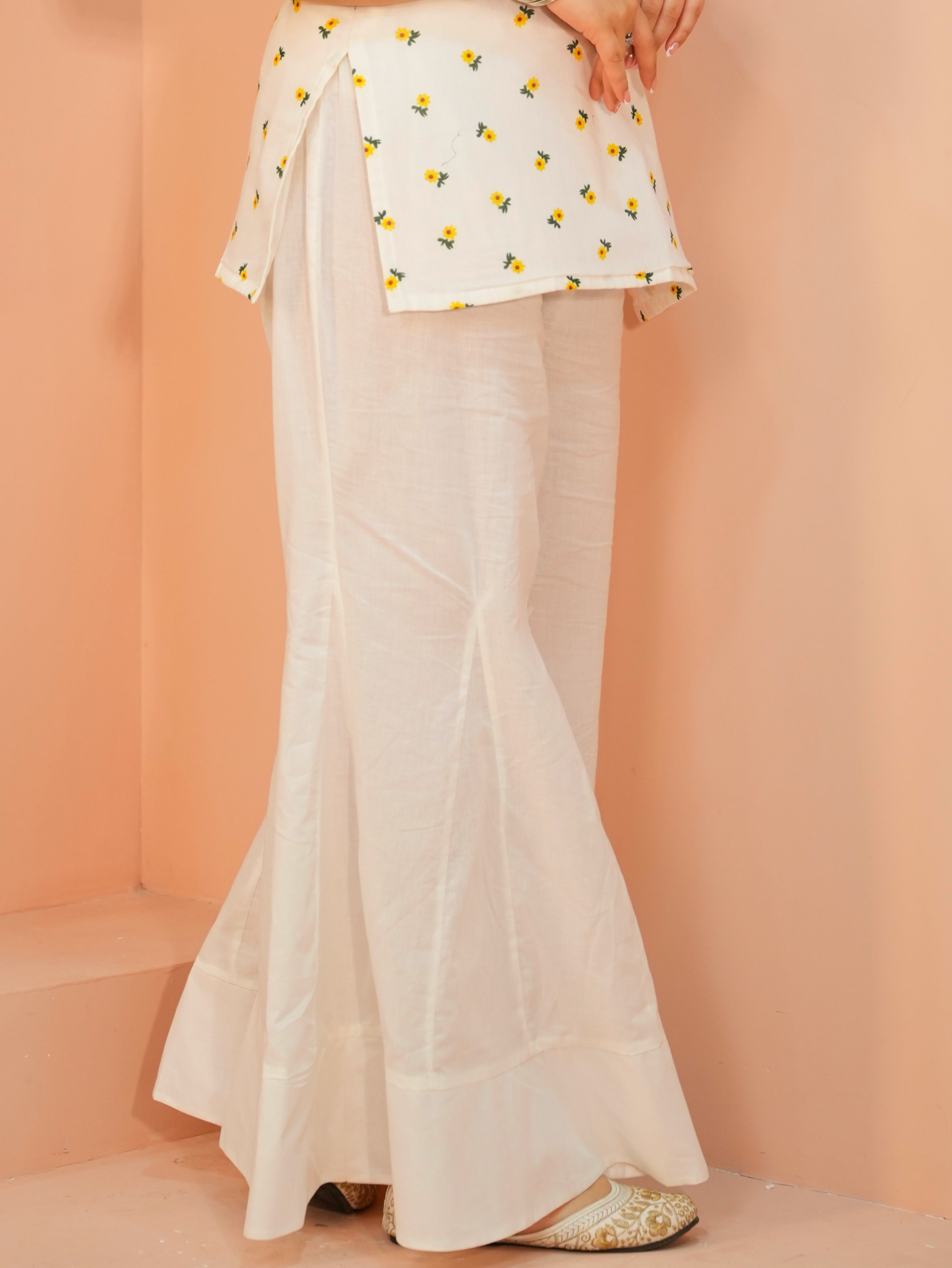 Pure Cotton Flared Pants | Wide-Leg Palazzo Bottom for Kurtis | Comfortable Ethnic Bottom Wear for Women