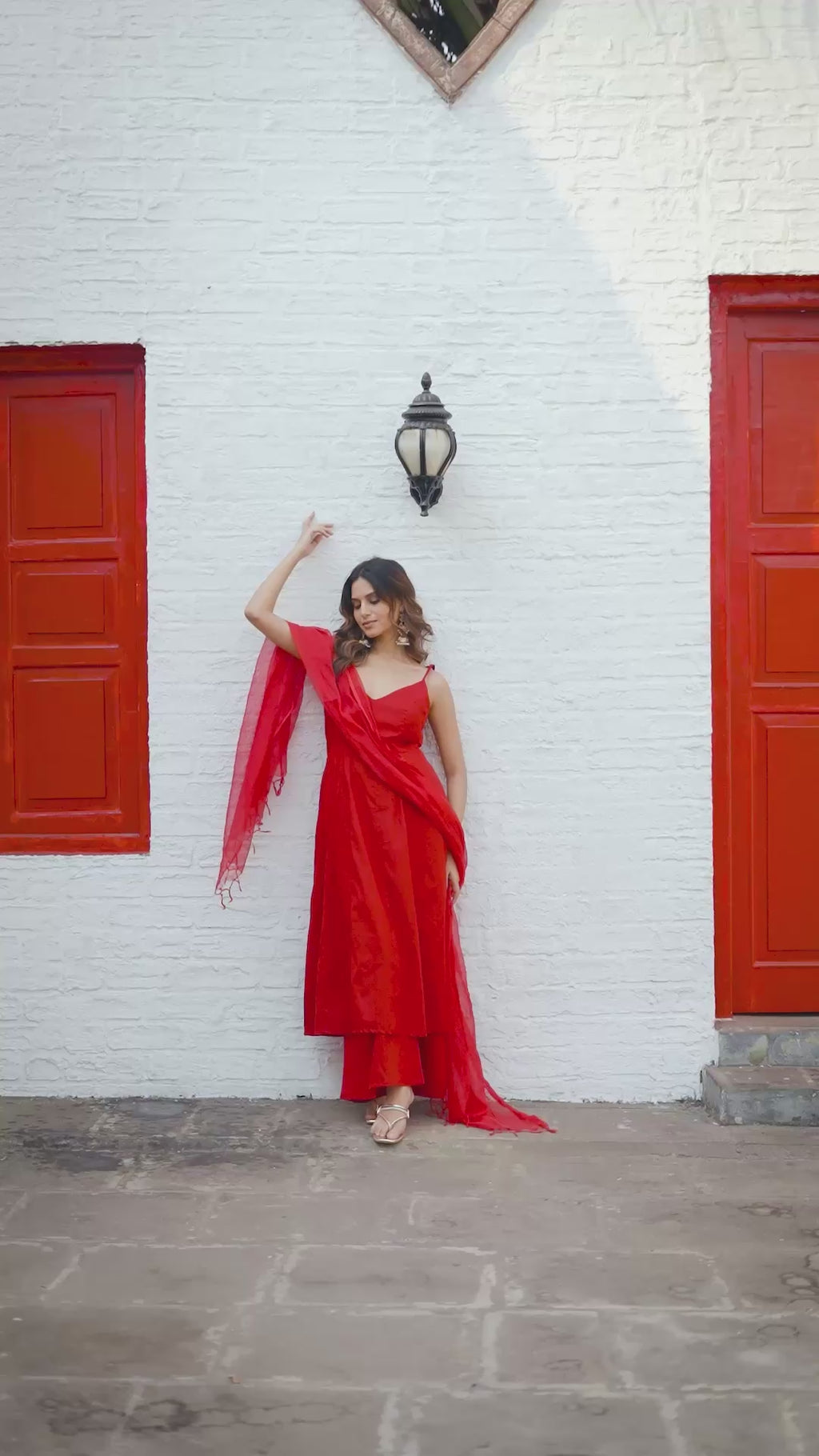 Rangrez | Red Cotton 3 Piece Kurta Set